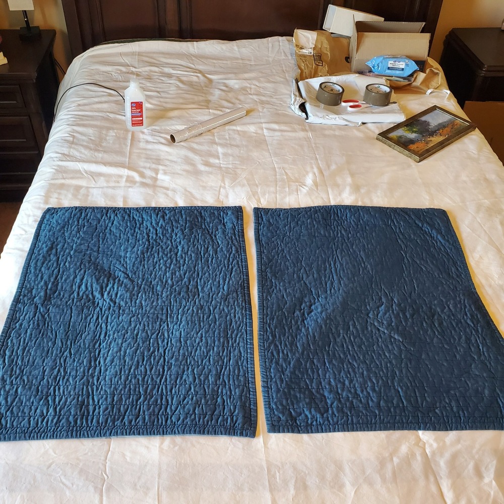 Threshold Navy Blue Channel Quilted Cotton Pillow Shams Set of 2 Zipper 20x26